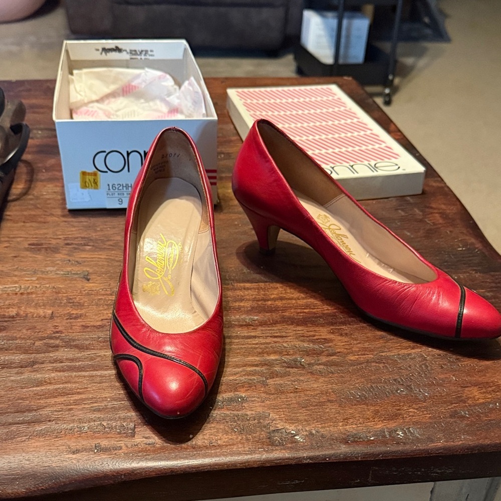 Elegant Red Leather Heels